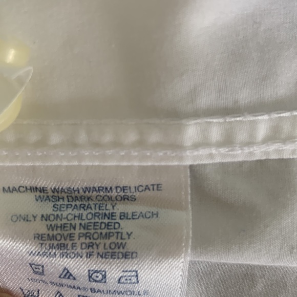 LANDS' END WHITE SUPIMA COTTON CLASSIC BUTTON UP SHIRT / NO IRON/ SIZE 18 - Picture 5 of 5